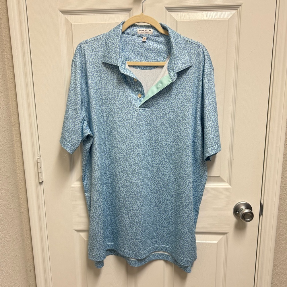 Peter Millar Blue Lizard Pattern Polo - image 1